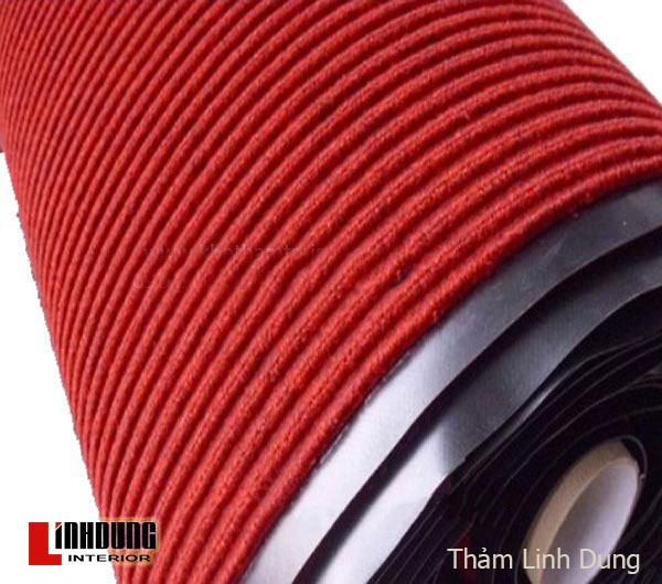 Thảm Chùi Chân Sợi Nỉ Đế Cao Su Đỏ Đun